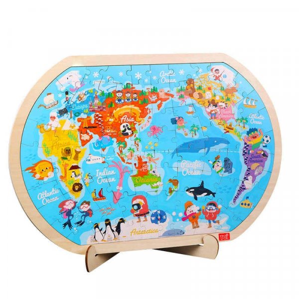 puzzle interactiv din lemn harta lumii