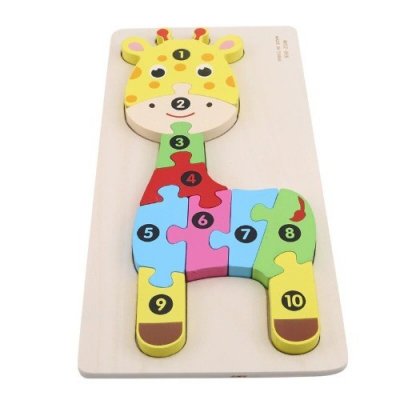 puzzle din lemn numerotat girafa