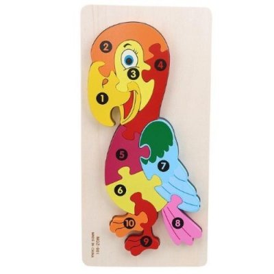 puzzle lemn numerotat papagal