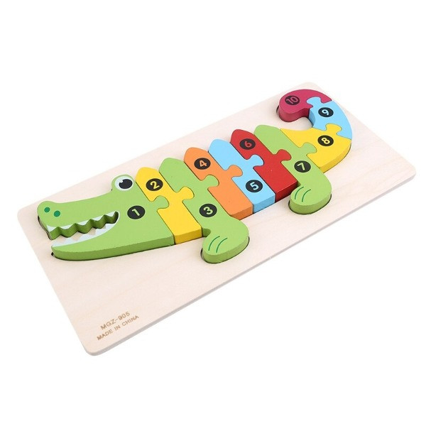puzzle lemn numerotat crocodil 1