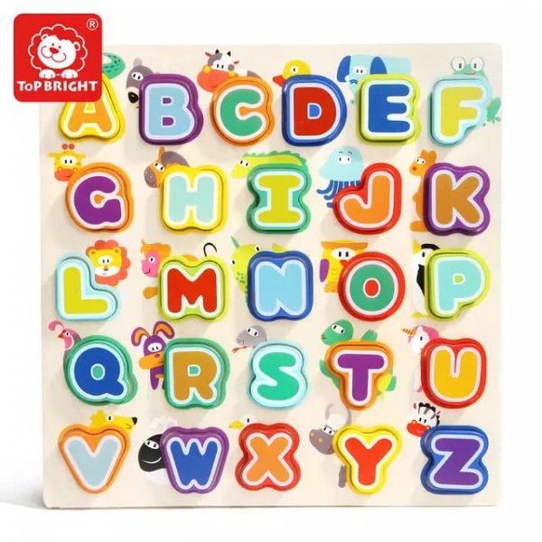 puzzle din lemn alfabet si animalute 3