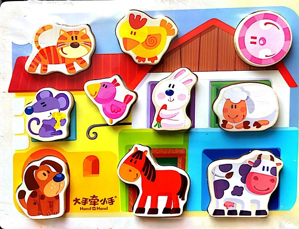 puzzle din lemn 10 animale domestice