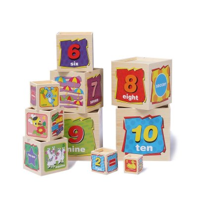 set 10 cuburi cognitive lemn