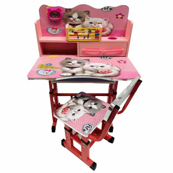 birou cu sertare si scaunel pentru copii 69x45x65 cm pisicute roz msp 26 4316 1870