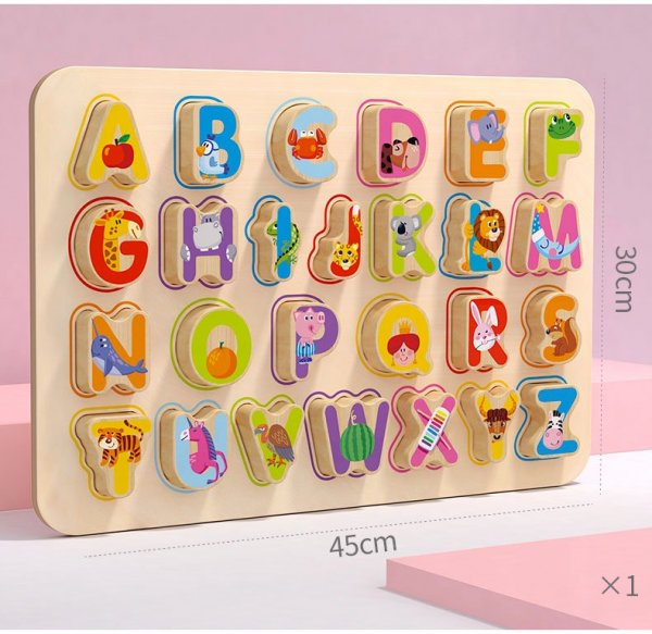 puzzle lemn alfabet cu ilustratii animale 3