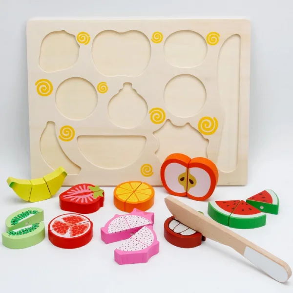 puzzle magnetic din lemn fructe de feliat 3