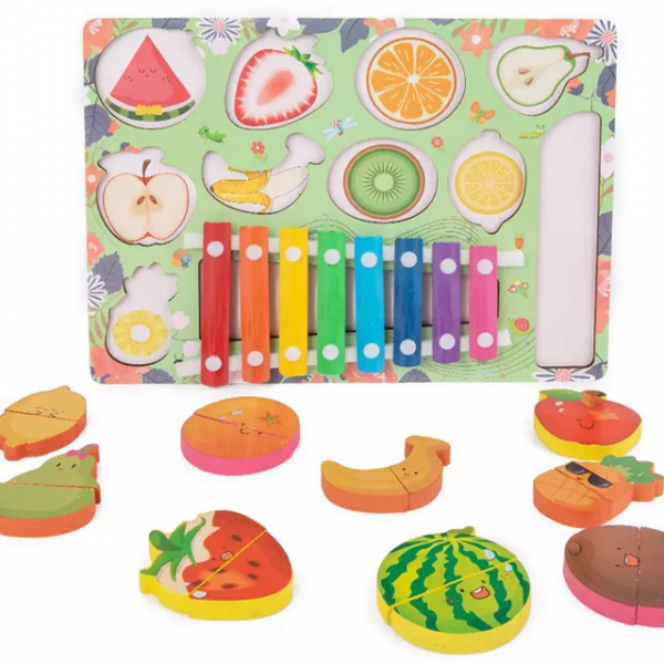 puzzle pentru copii cu xilofon si feliere fructe 2