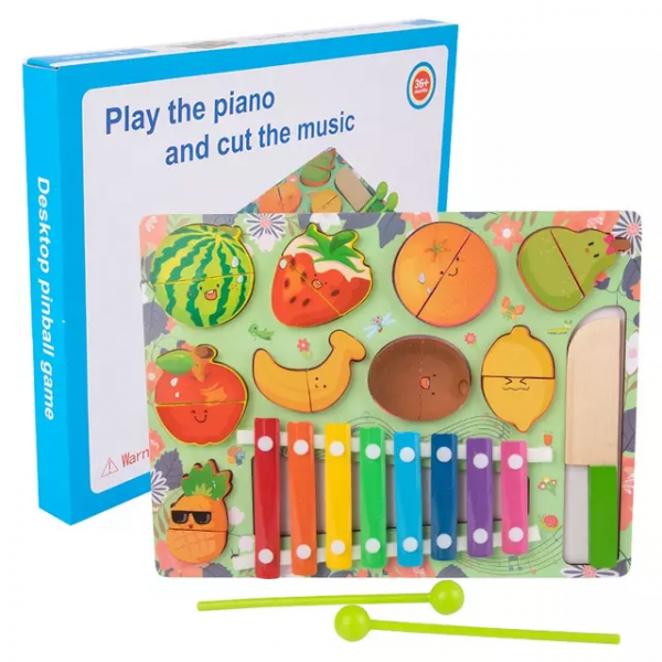 puzzle pentru copii cu xilofon si feliere fructe 6