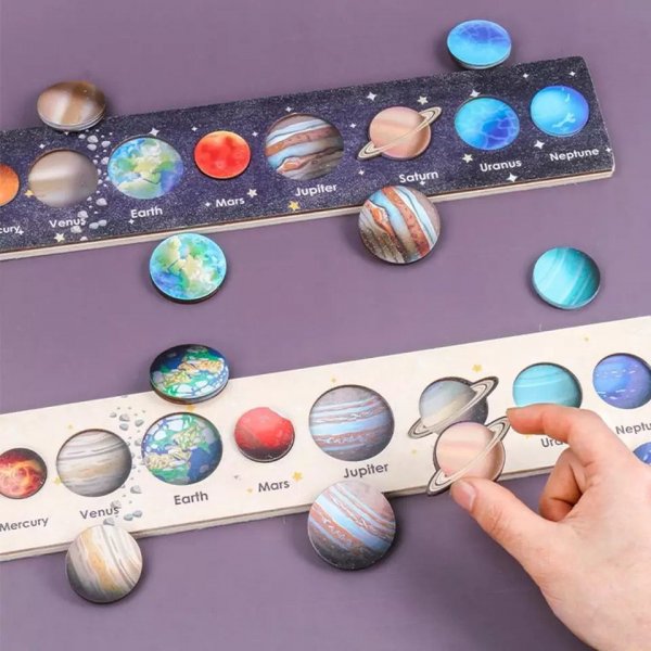 Puzzle lemn tip Montessori–Sistemul solar Allmati4