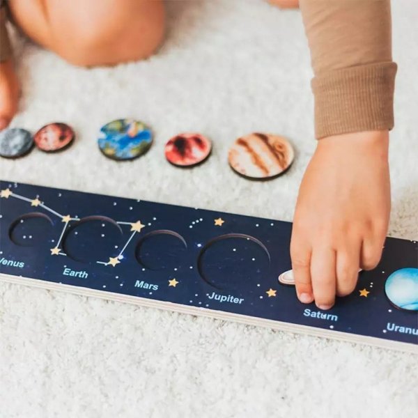 Puzzle lemn tip Montessori–Sistemul solar Allmati5
