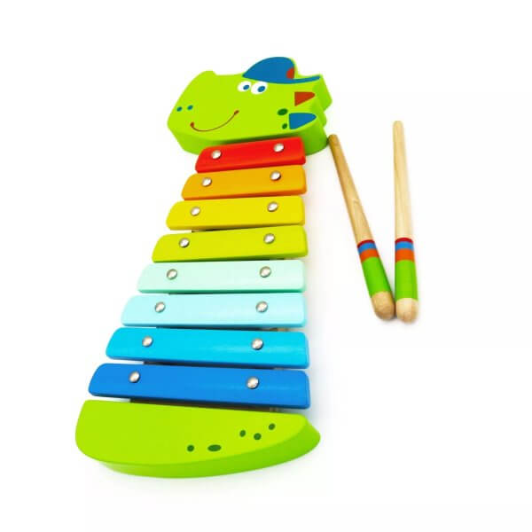 Xilofon din lemn Cu 8 Note muzicale Crocodil Allmati4