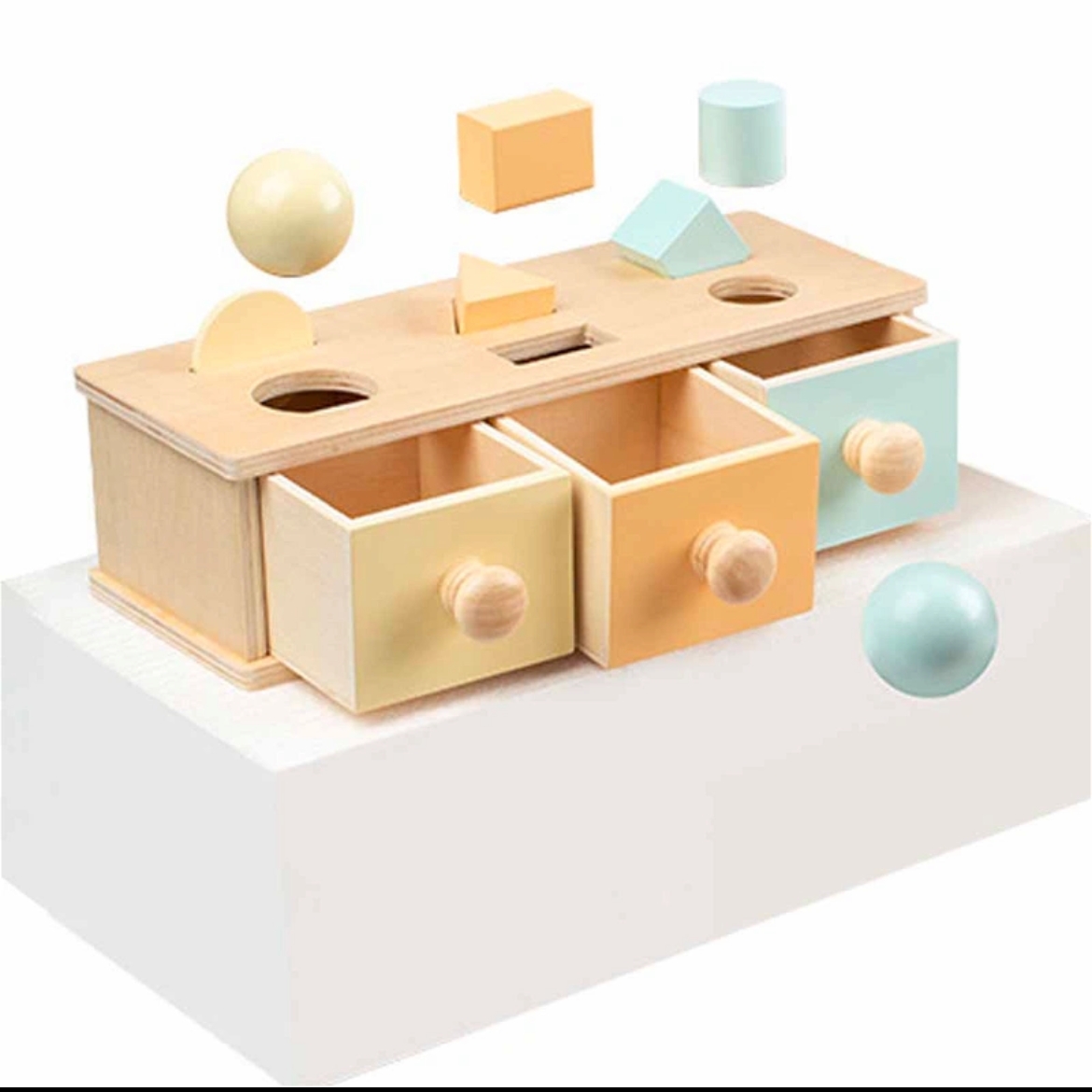 Jucarie Montessori din lemn sortarea formelor Allmati1