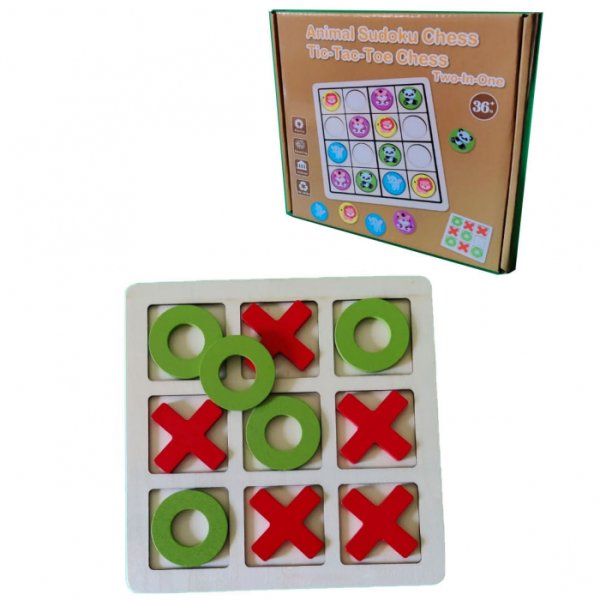 joc x si 0 din lemn si sudoku animale 2 in 1 047678
