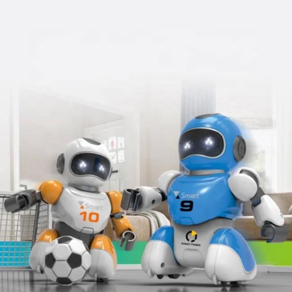 Jucarie interactiva Set Robotei fotbalisti cu poarta si minge incluse ALLMATI13