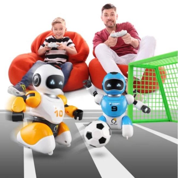 Jucarie interactiva Set Robotei fotbalisti cu poarta si minge incluse ALLMATI4