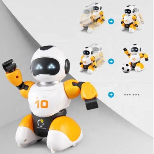 Jucarie interactiva Set Robotei fotbalisti cu poarta si minge incluse ALLMATI5