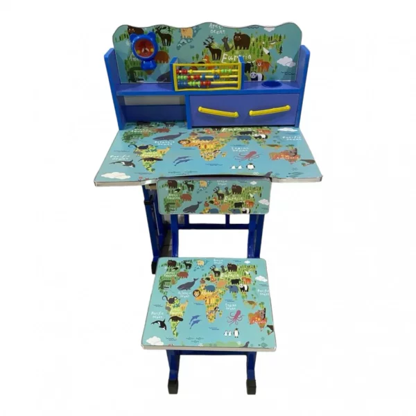 birou cu sertare si scaunel pentru copii 69x45x65 cm harta animale44960